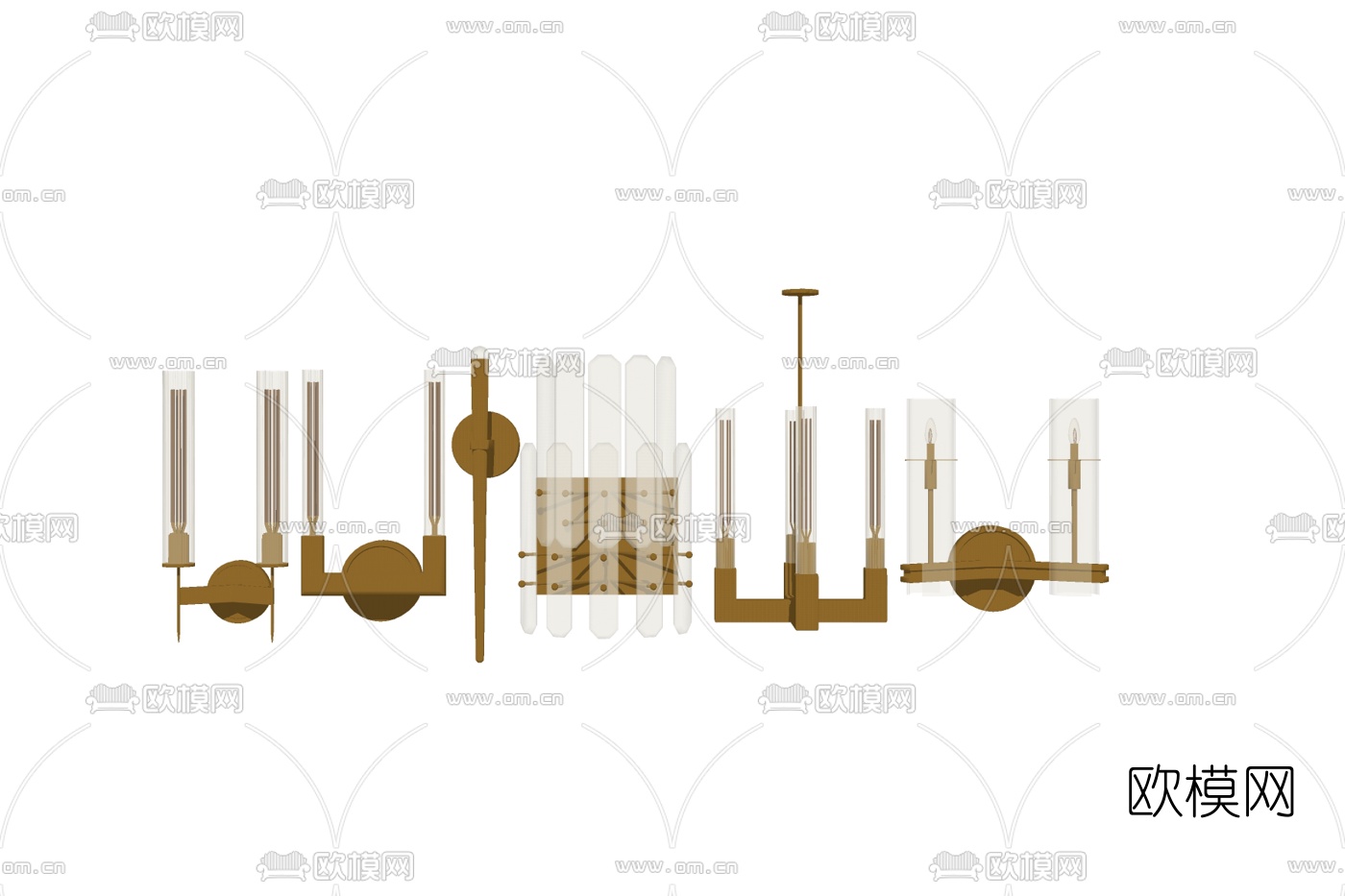 现代金属壁灯su模型下载