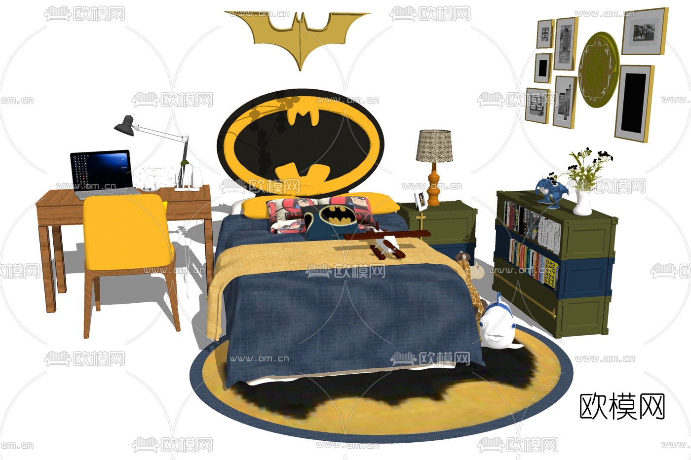 现代儿童床免费su模型下载