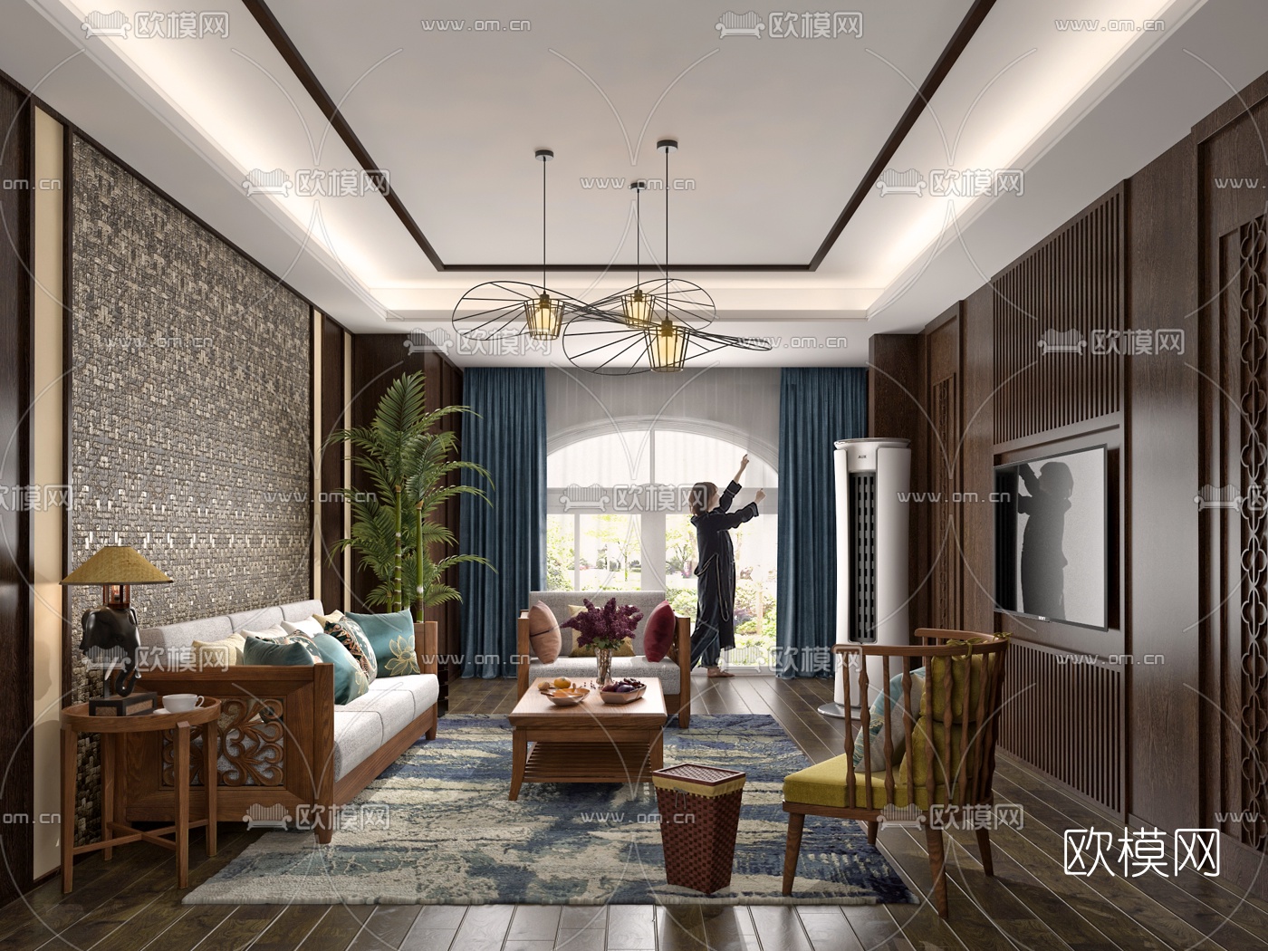 东南亚客厅免费3d模型下载