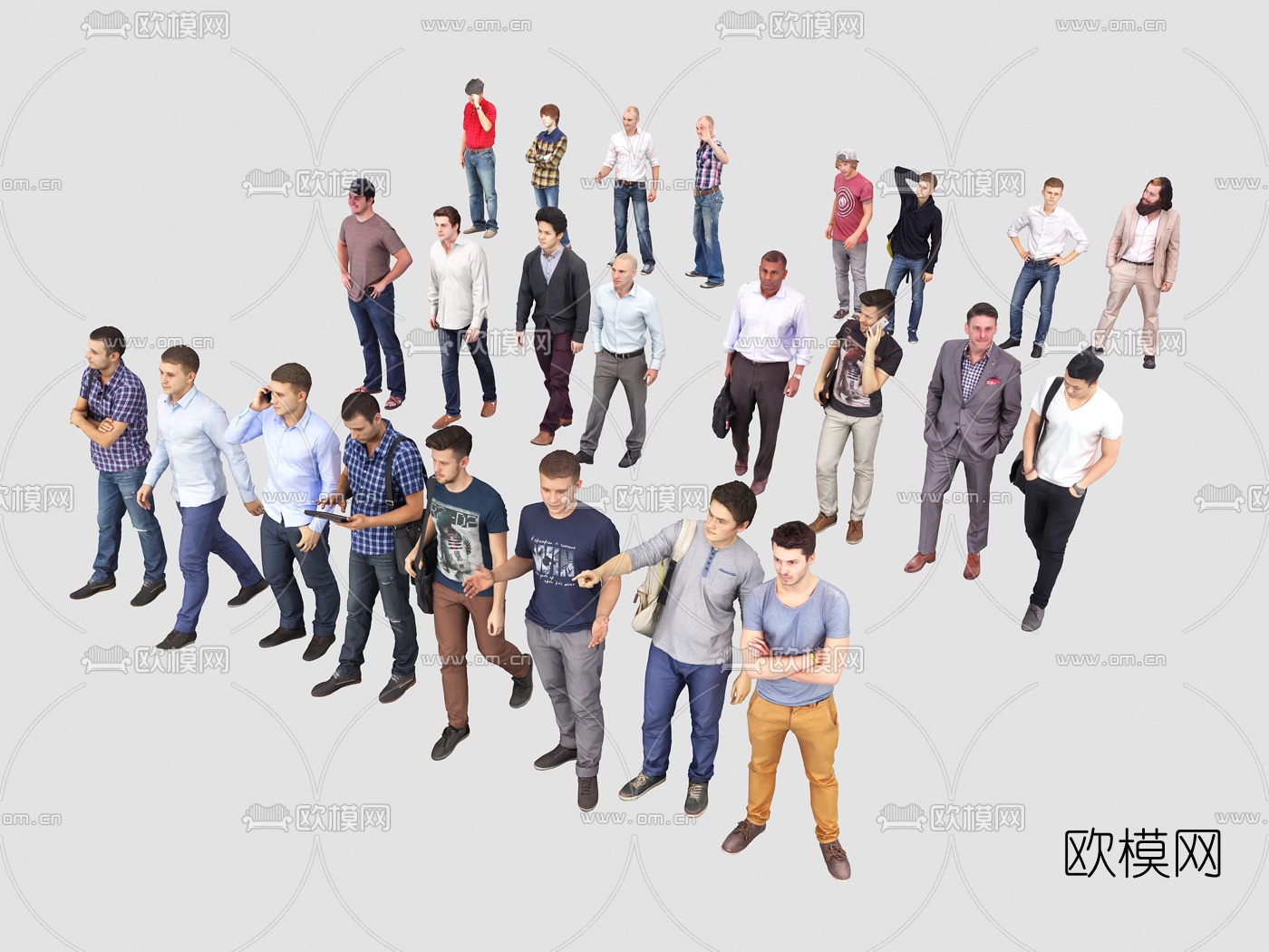 欧式男性站姿人物3d模型下载（渲染图2）