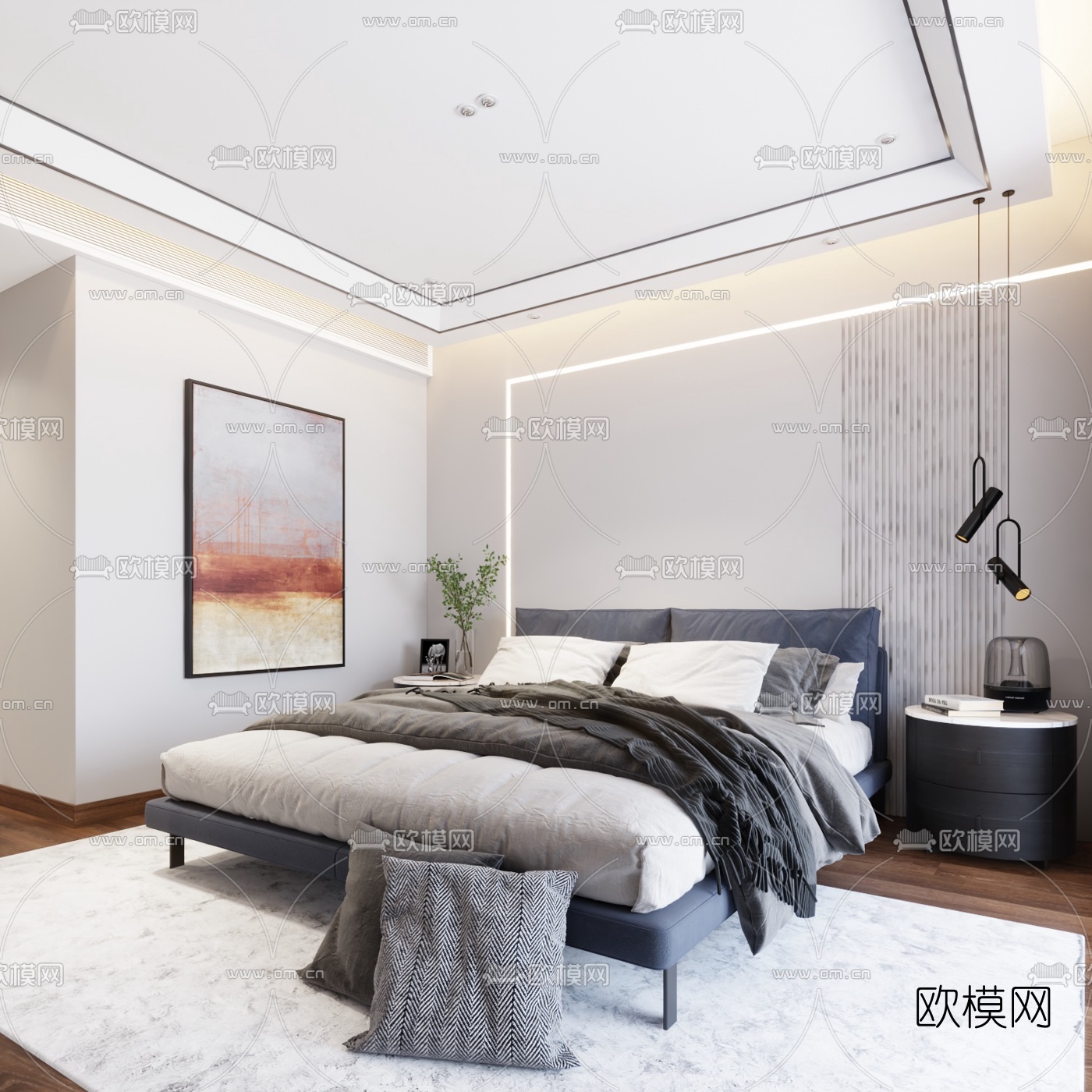 现代简约卧室3d模型