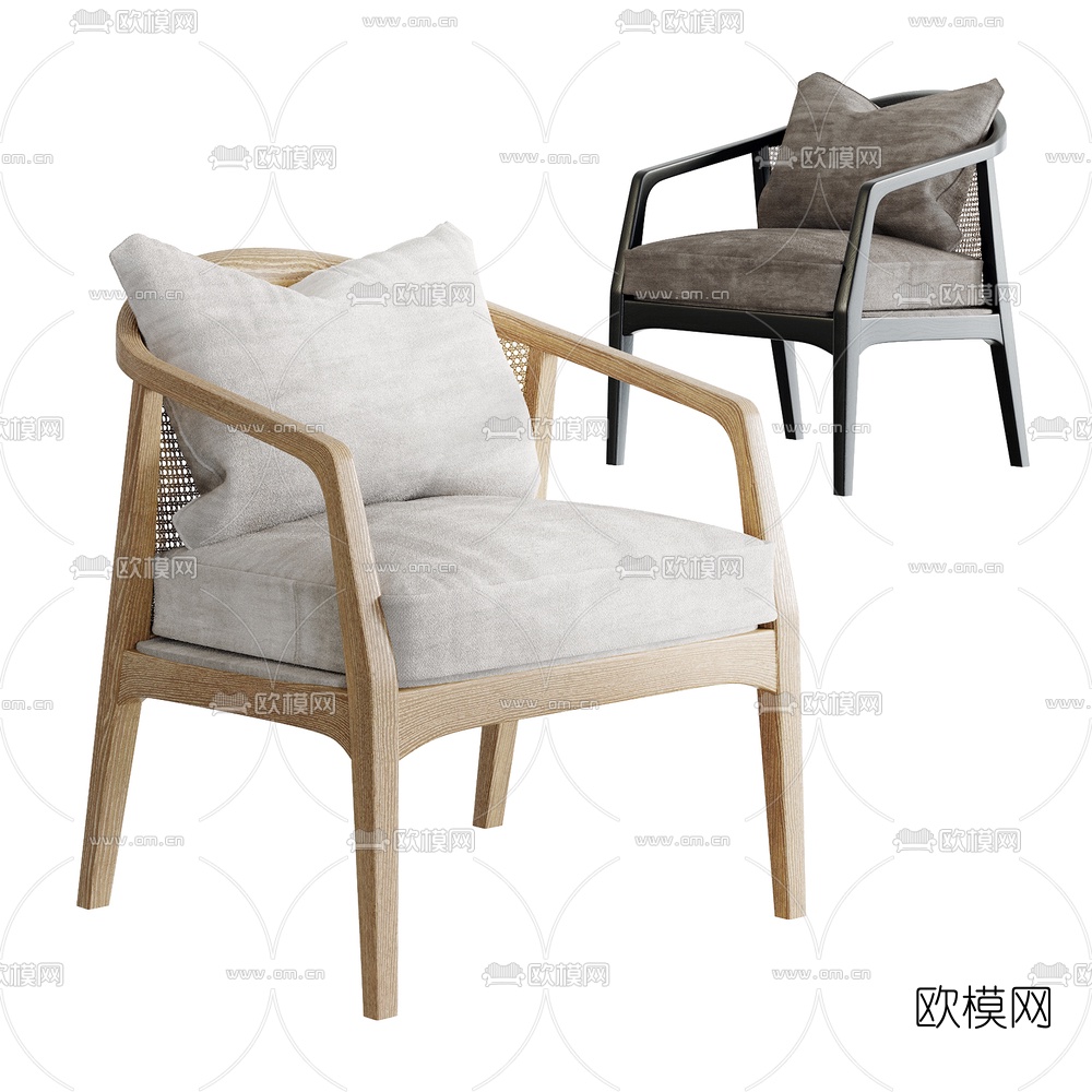 北欧布艺网格休闲椅3d模型下载