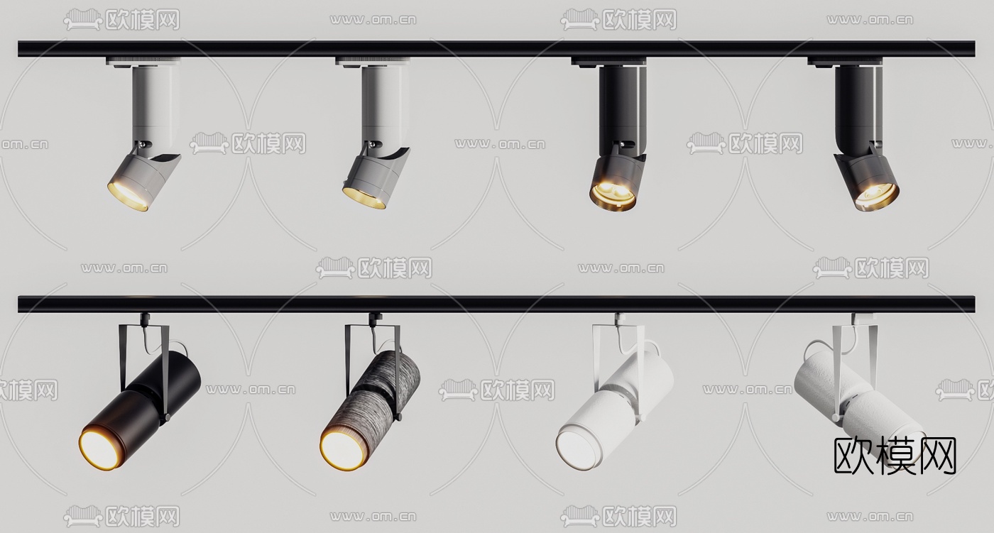 现代轨道射灯3d模型下载（渲染图2）