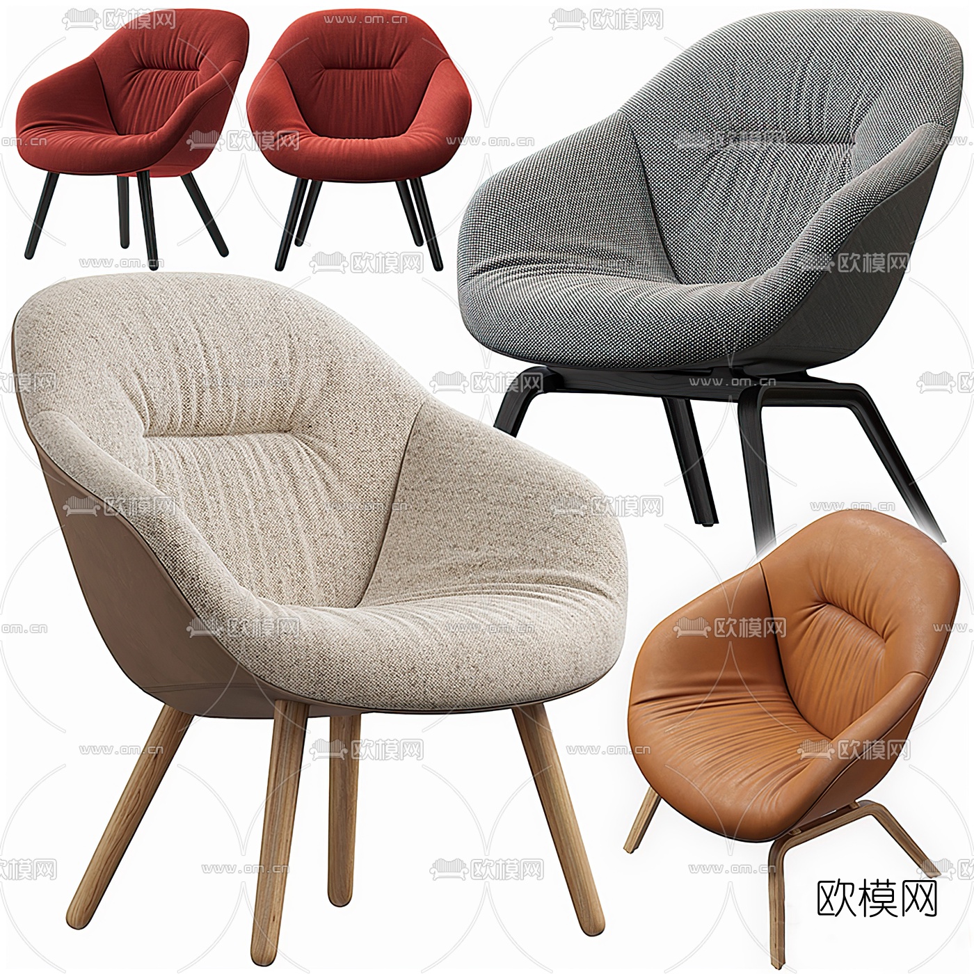Poltrona Frau 布艺单椅3d模型下载（渲染图1）