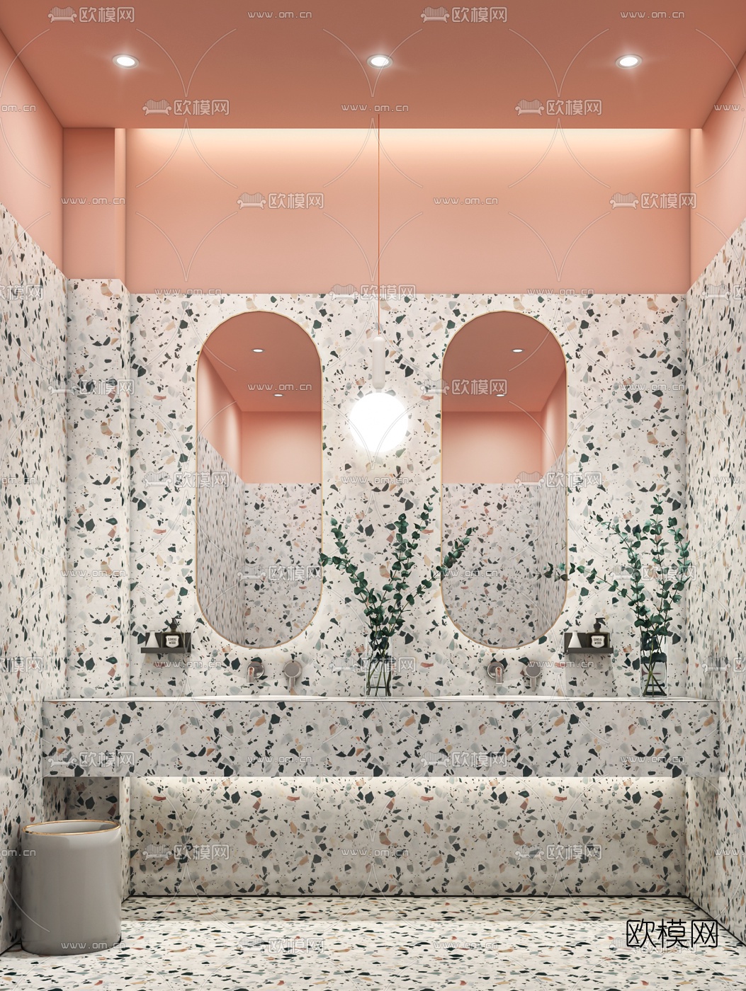 现代公共卫生间3d模型下载（渲染图1）