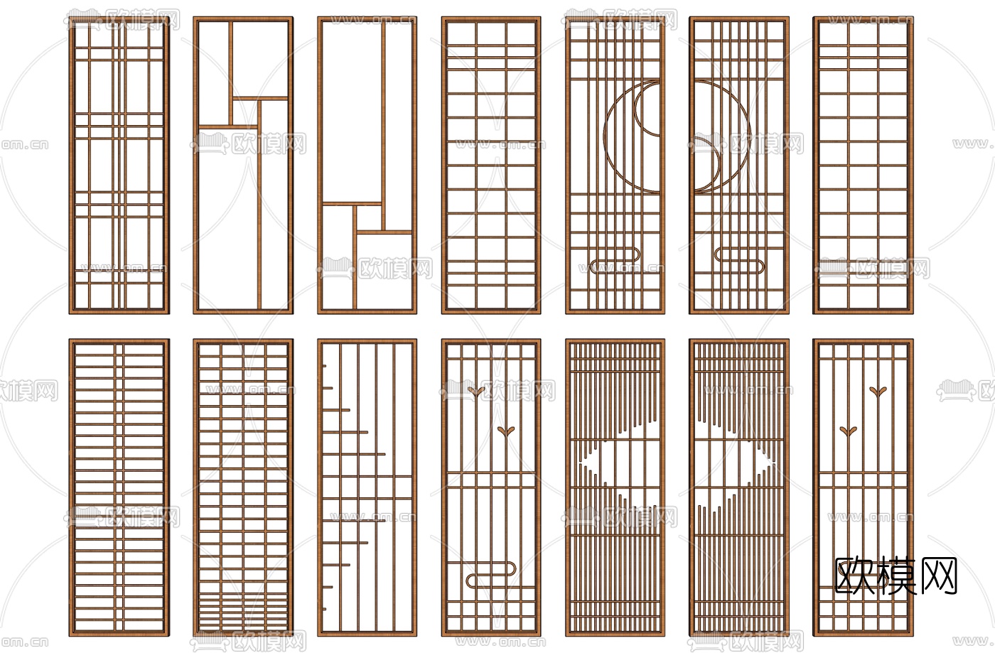 新中式屏风隔断su模型下载