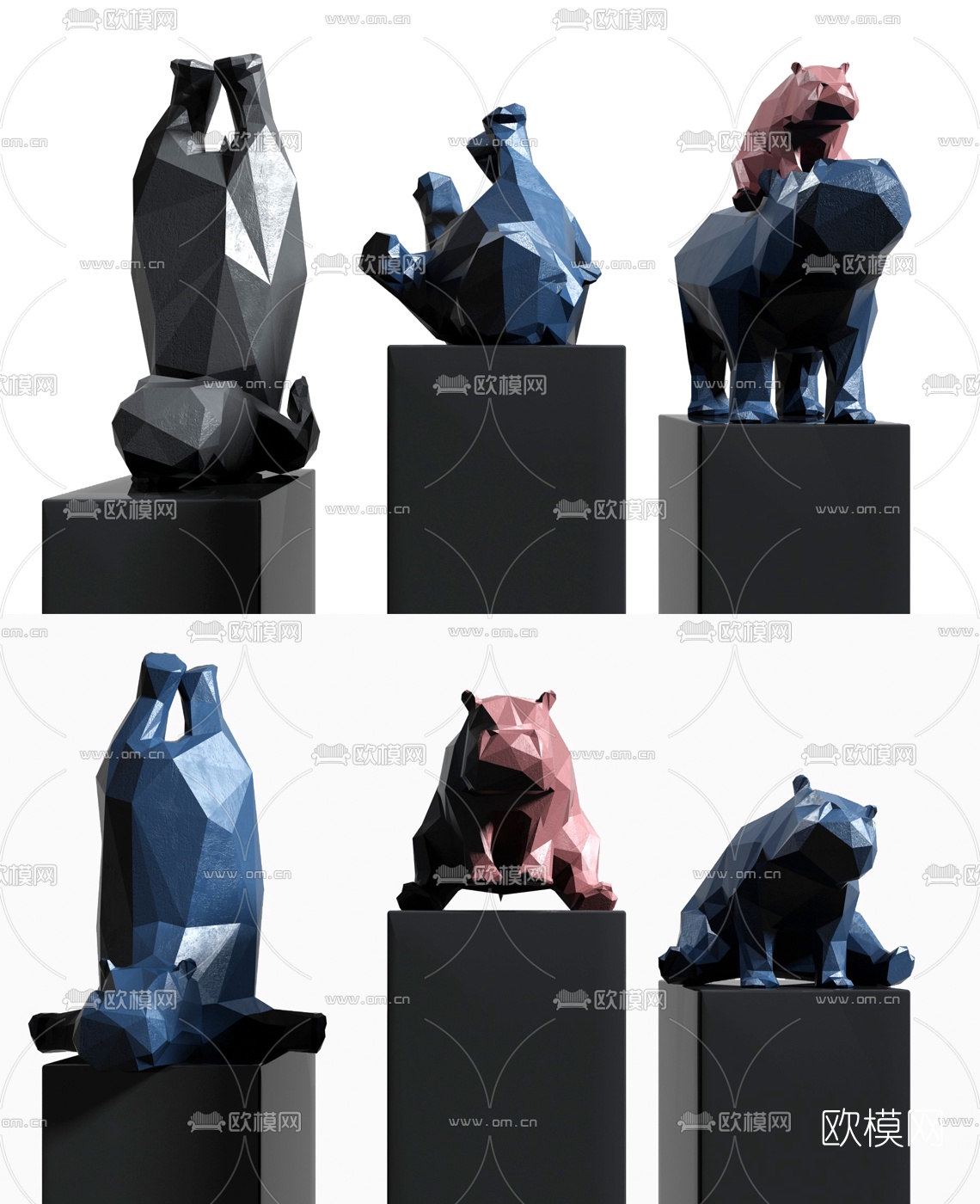 现代几何动物雕塑摆件3d模型