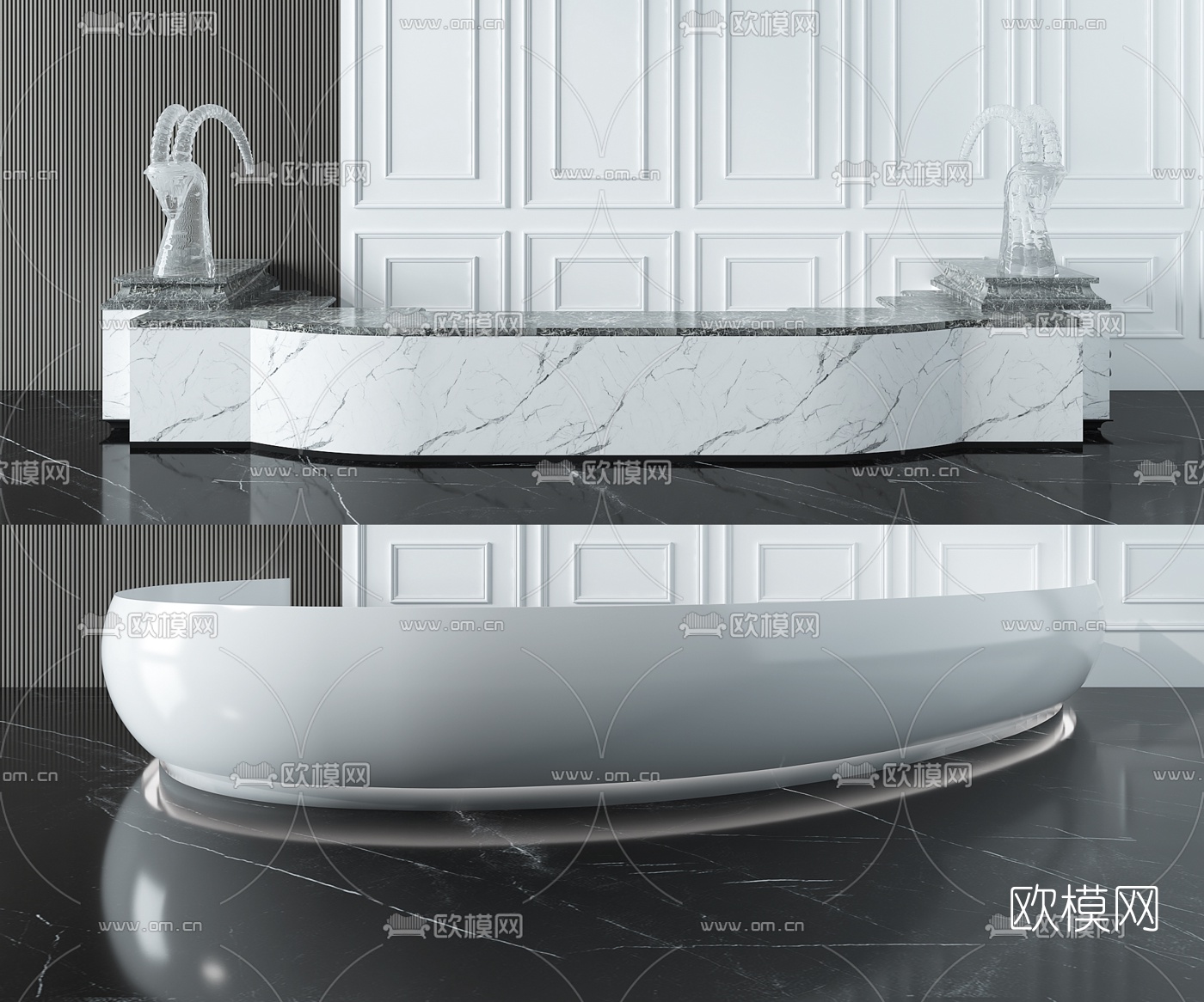 现代大理石接待台3d模型