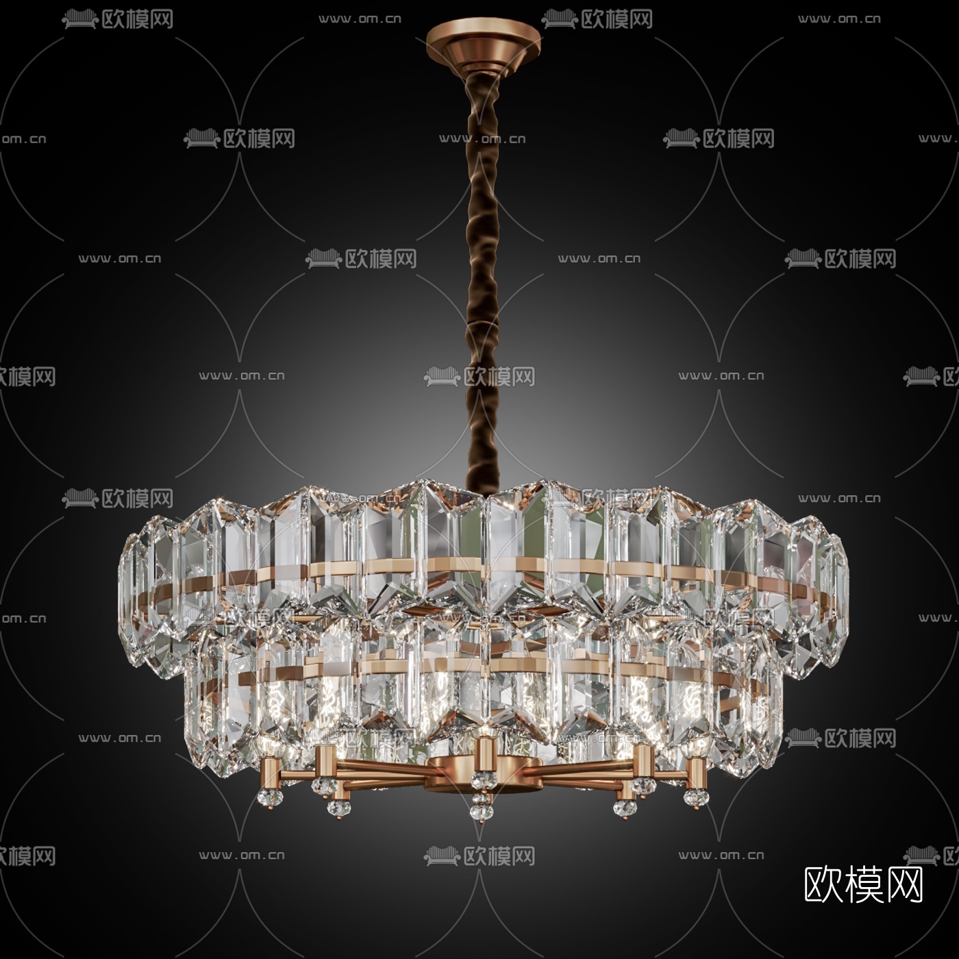 现代轻奢吊灯组合3d模型下载（渲染图2）