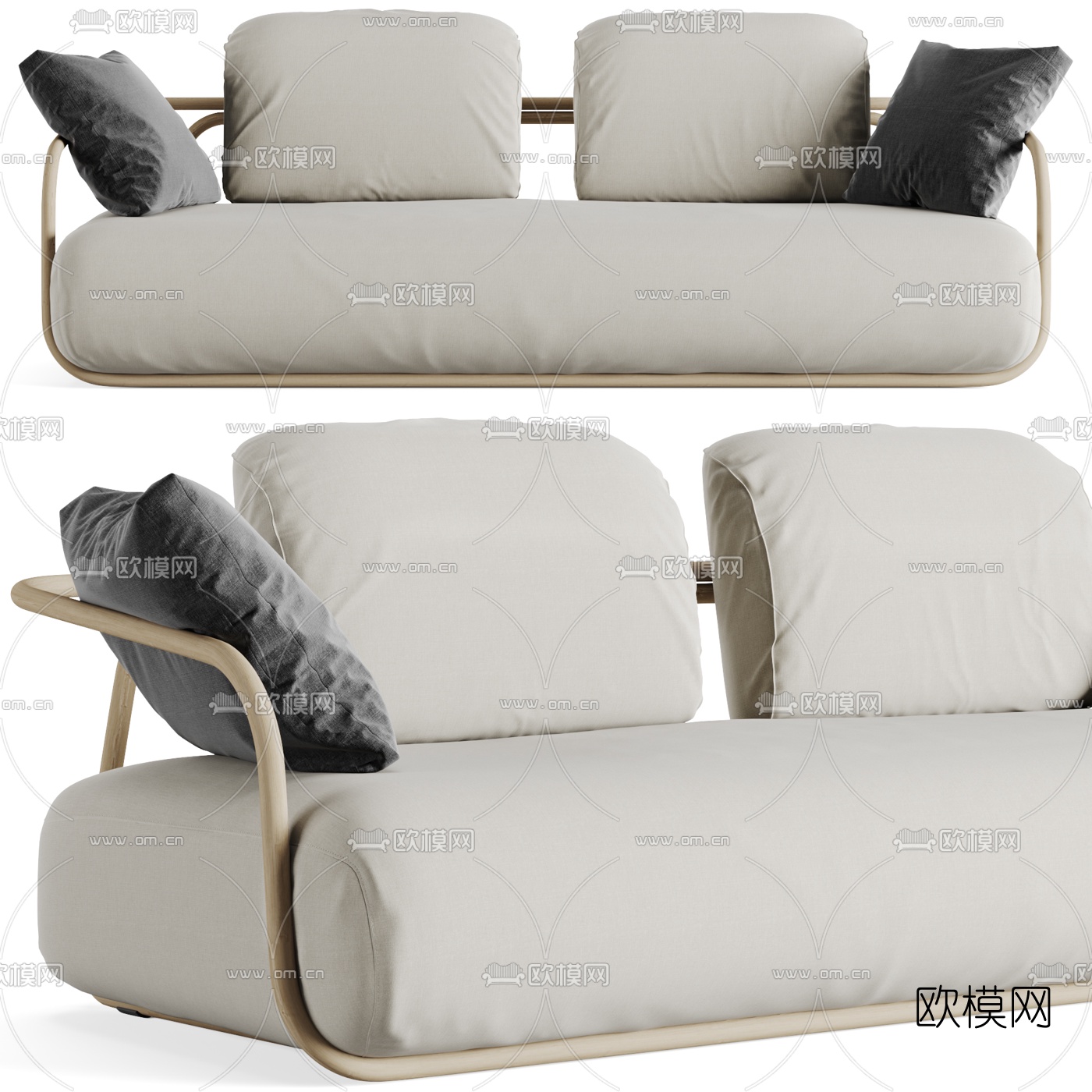 北欧布艺双人沙发3d模型