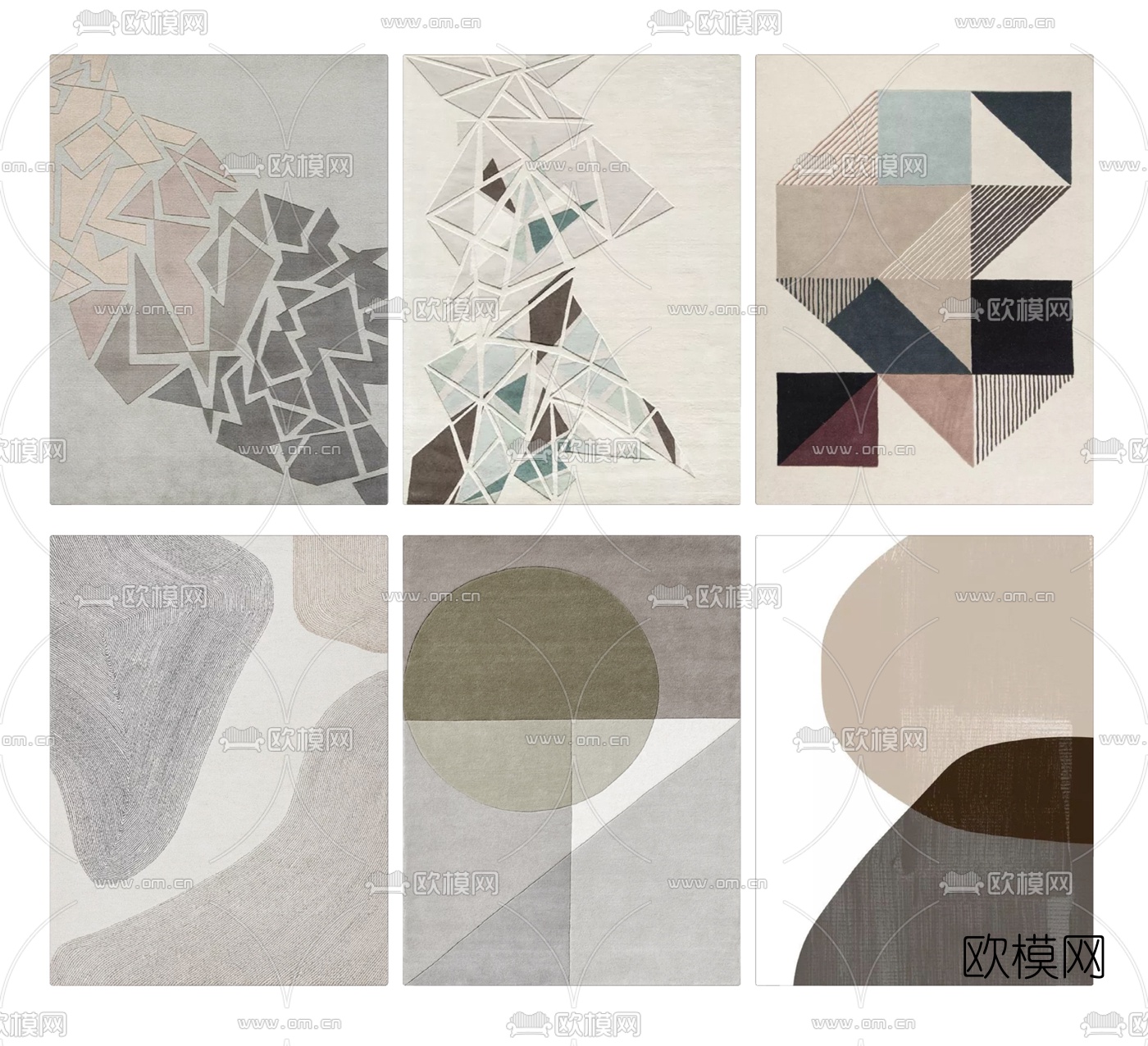 现代布艺地毯su模型下载