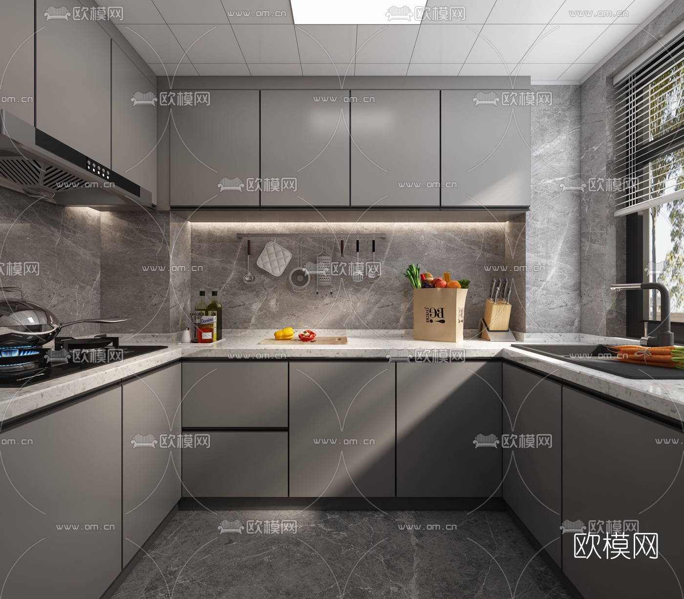 现代简约厨房3d模型