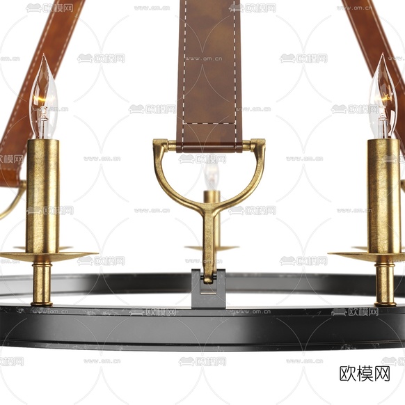 现代金属环形烛台吊灯3d模型下载(渲染图6)