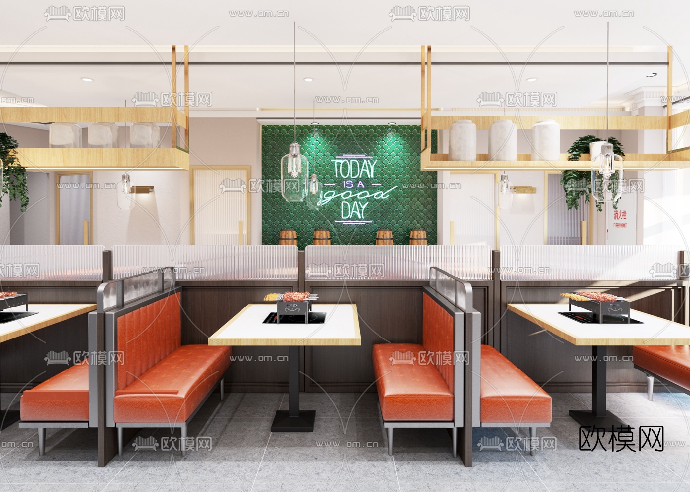 现代烧烤拉面店3d模型下载（渲染图1）