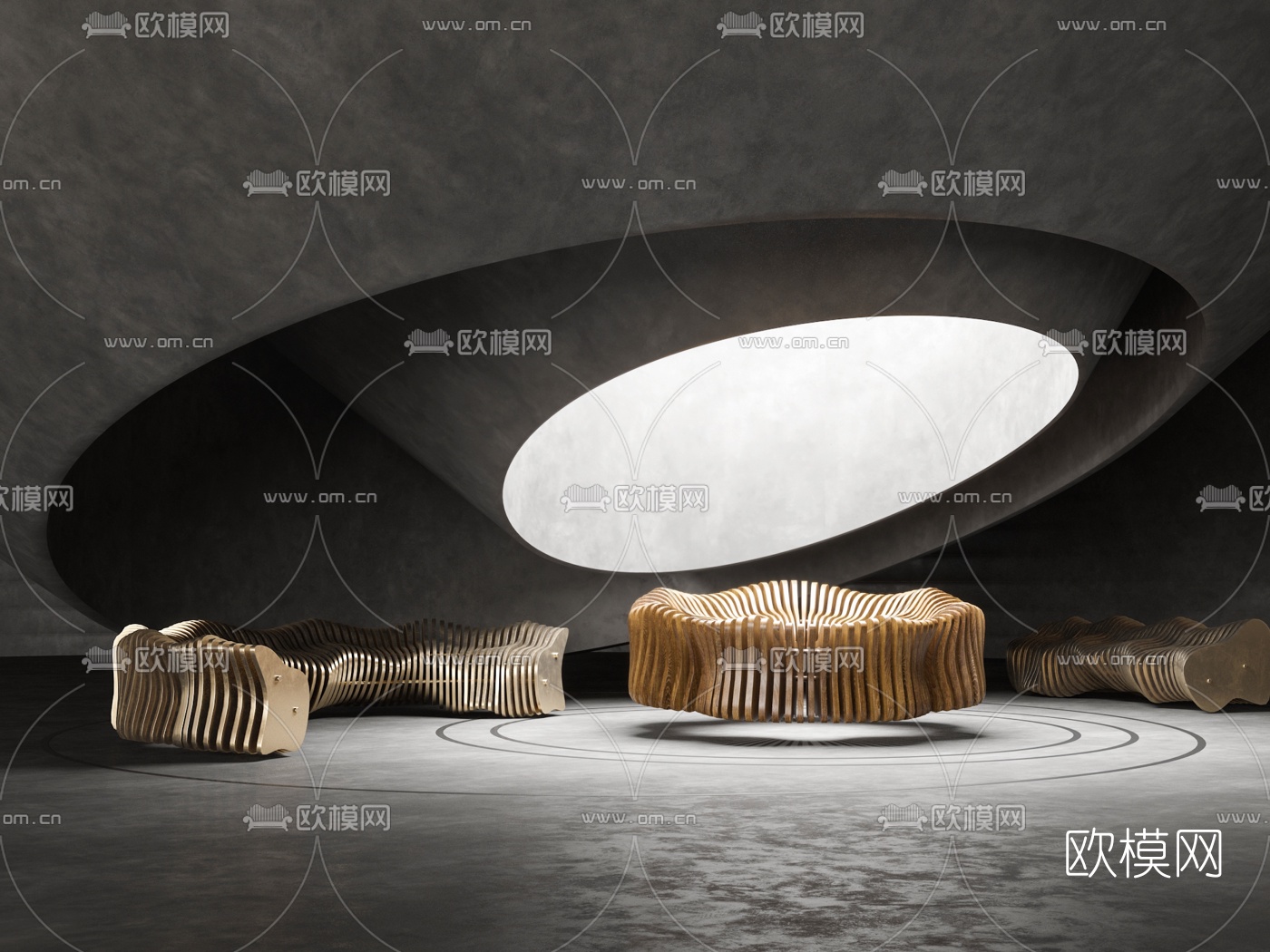 现代金属异形沙发3d模型