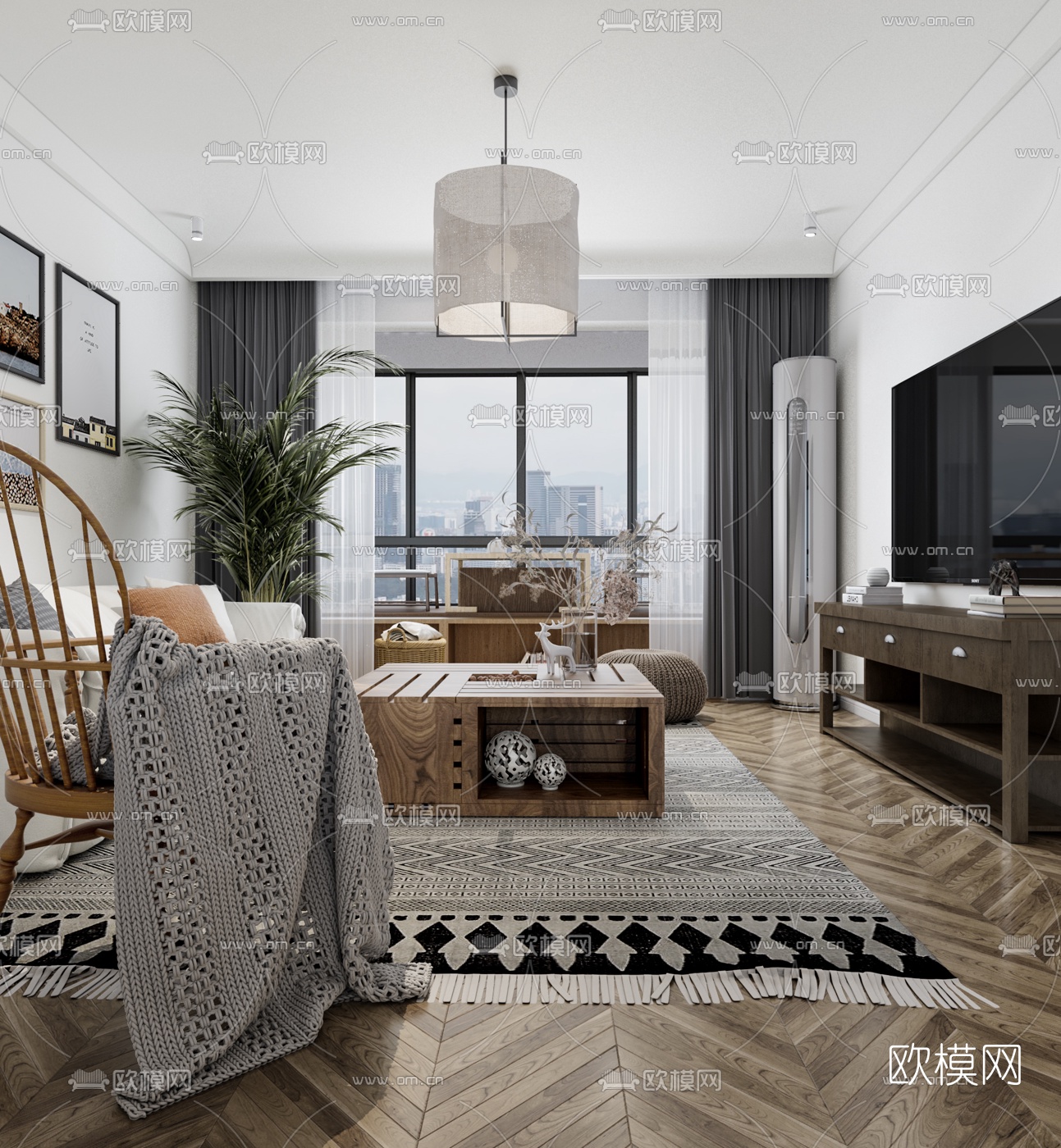 北欧简约客厅餐厅3d模型