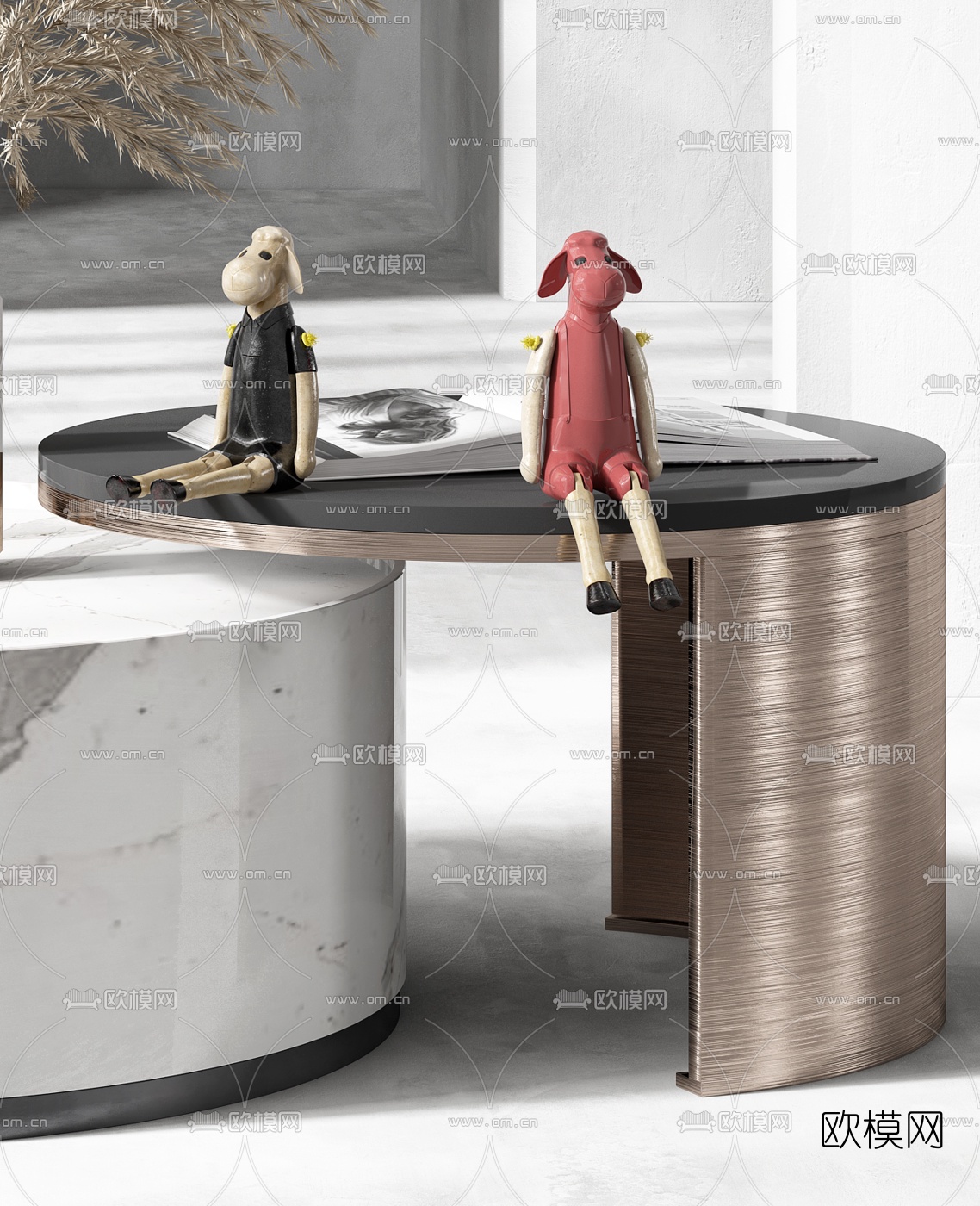 现代大理石茶几3d模型
