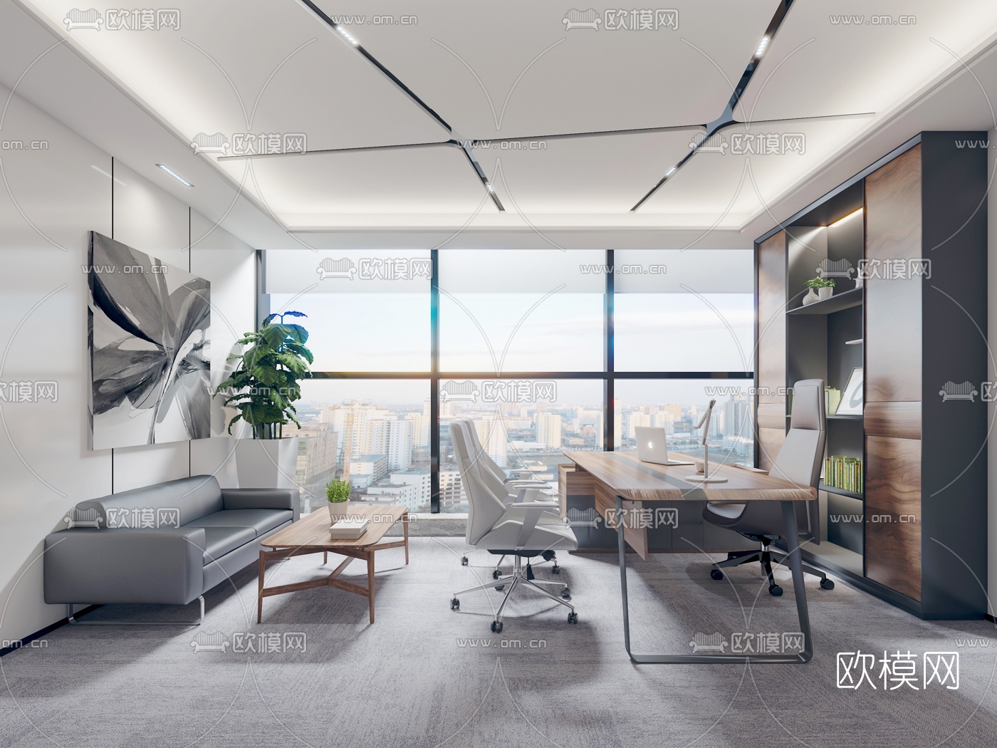 现代总经理办公室3d模型
