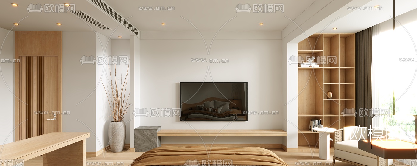 日式卧室主人房3d模型下载（渲染图2）