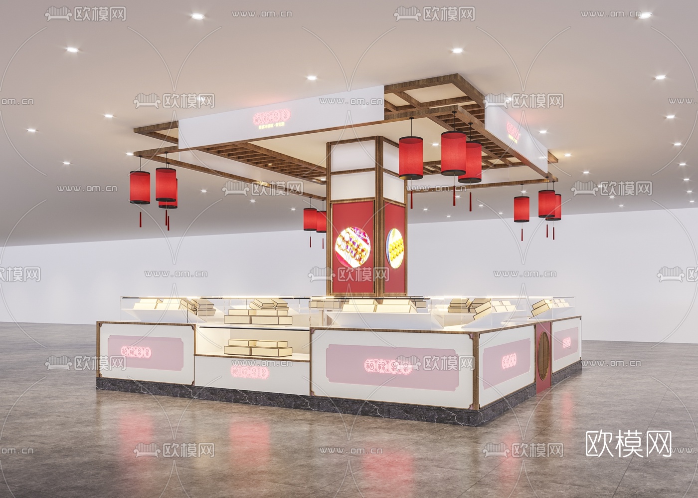 新中式快餐店免费3d模型下载（渲染图2）