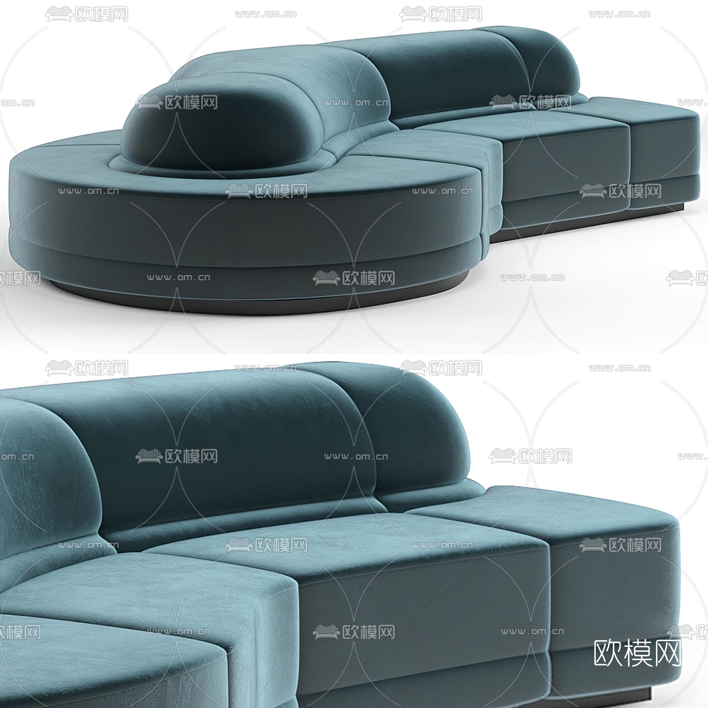 现代布艺弧形共用沙发3d模型