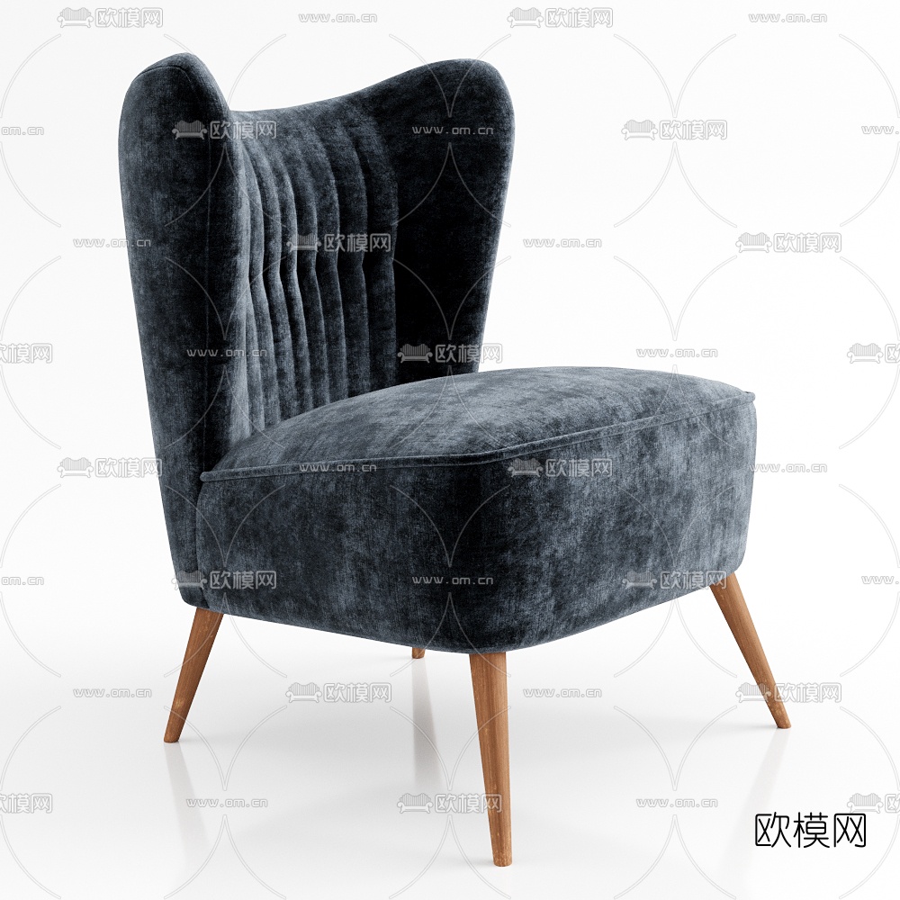 北欧绒布单人沙发3d模型下载（渲染图1）