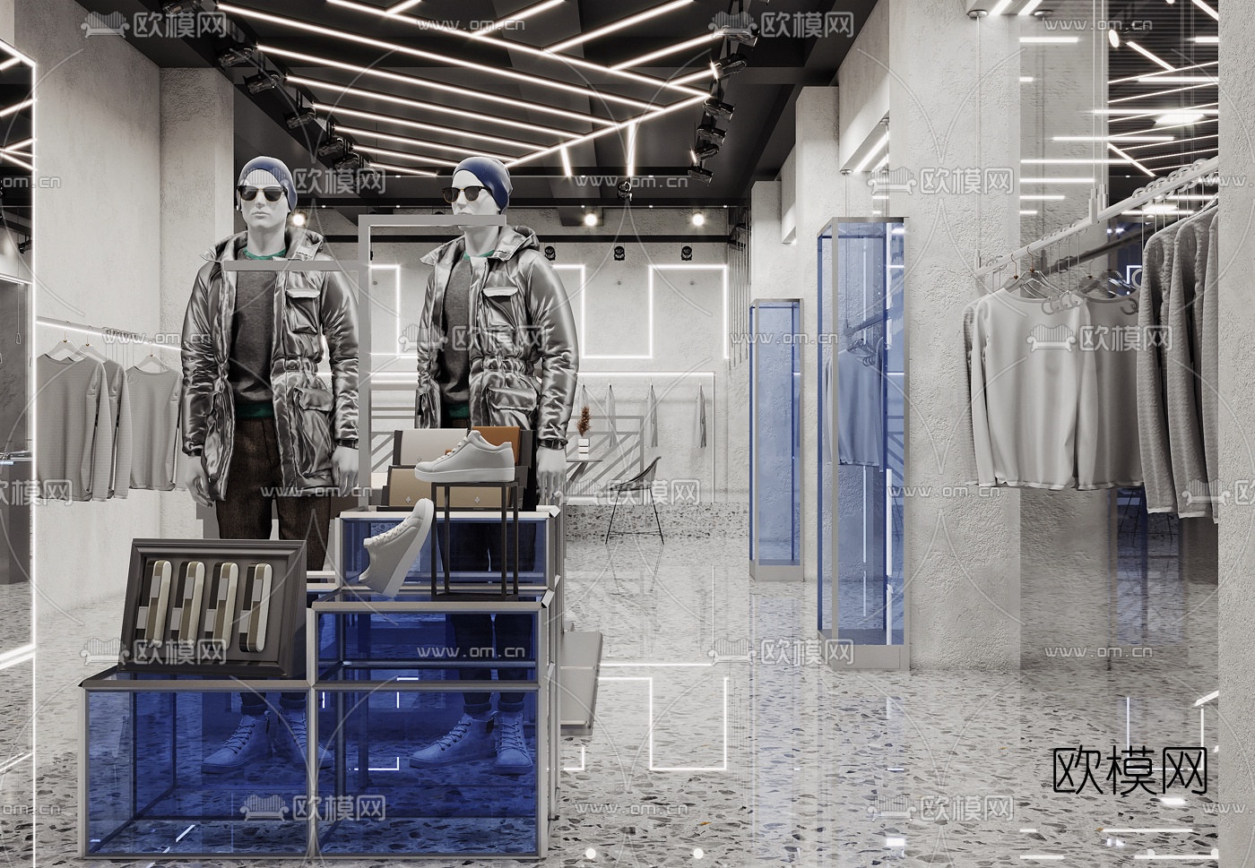 现代男装服装店3d模型