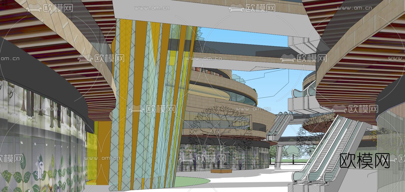 现代商业综合体su模型下载（渲染图7）
