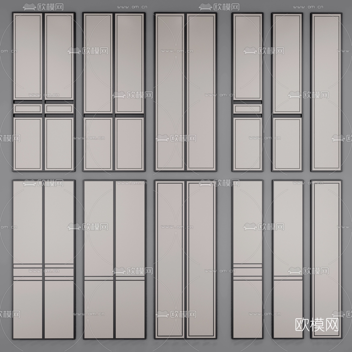 现代护墙板移门3d模型