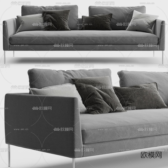 现代布艺双人沙发3d模型下载(渲染图2)