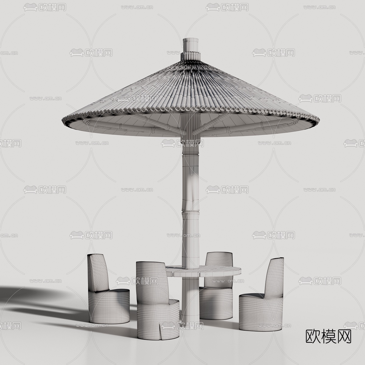 自然风户外休闲桌椅3d模型