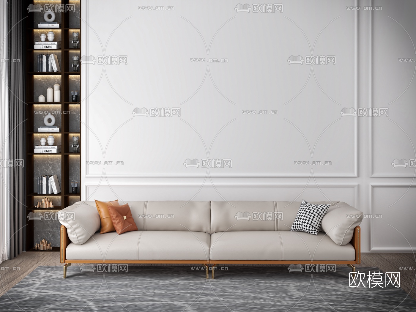 北欧皮革双人沙发3d模型下载