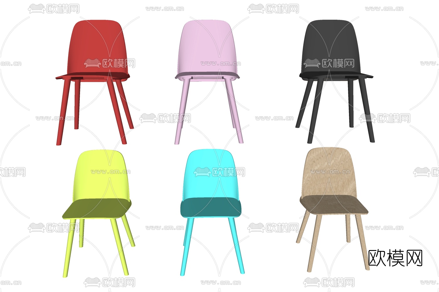 北欧实木单椅su模型下载