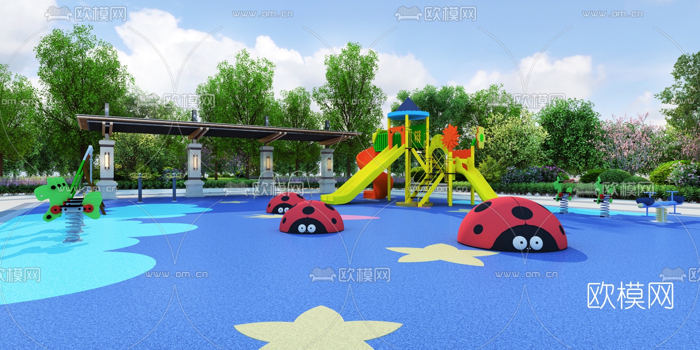 现代小区公园广场3d模型下载