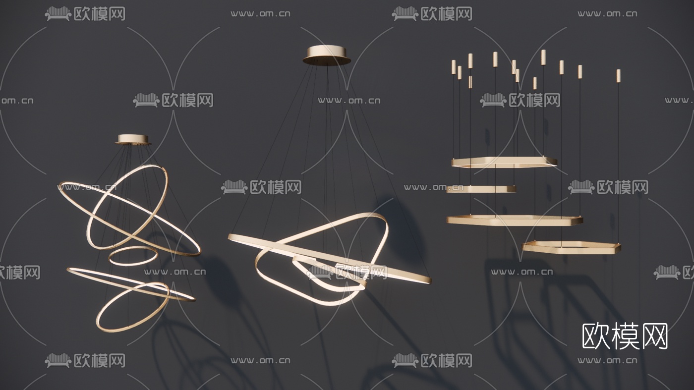 现代金属吊灯su模型下载（渲染图1）