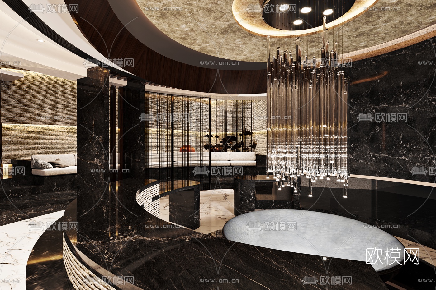 新中式水会洗浴中心3d模型