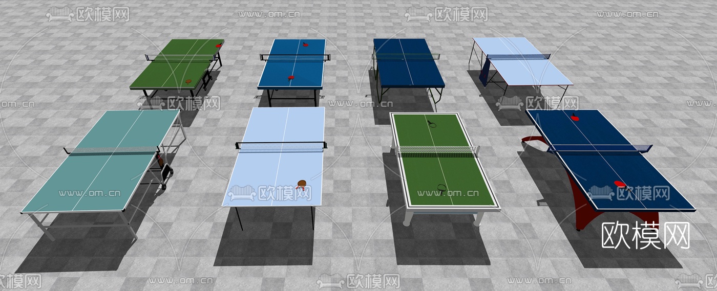 现代乒乓球桌su模型下载（渲染图2）