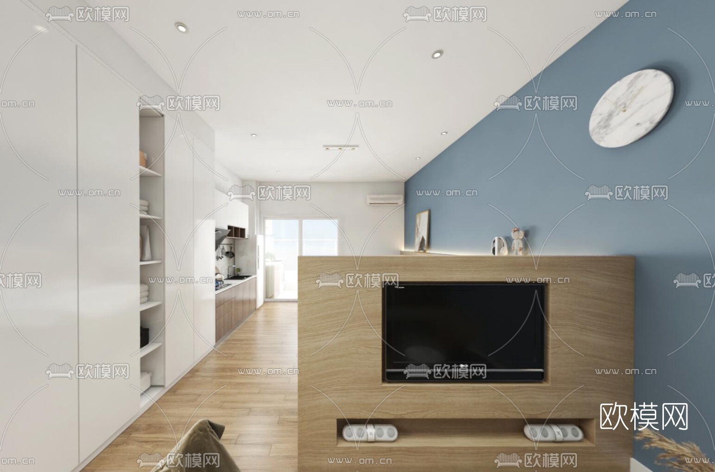 现代公寓客厅卧室vr全景3d模型