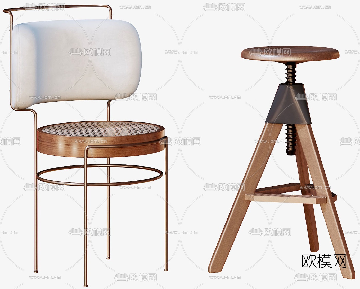现代金属吧台椅3d模型下载（渲染图3）