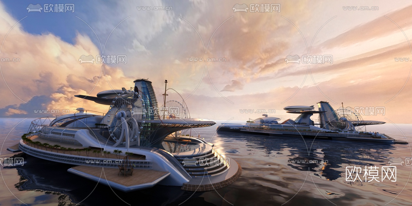 后现代豪华邮轮3d模型下载