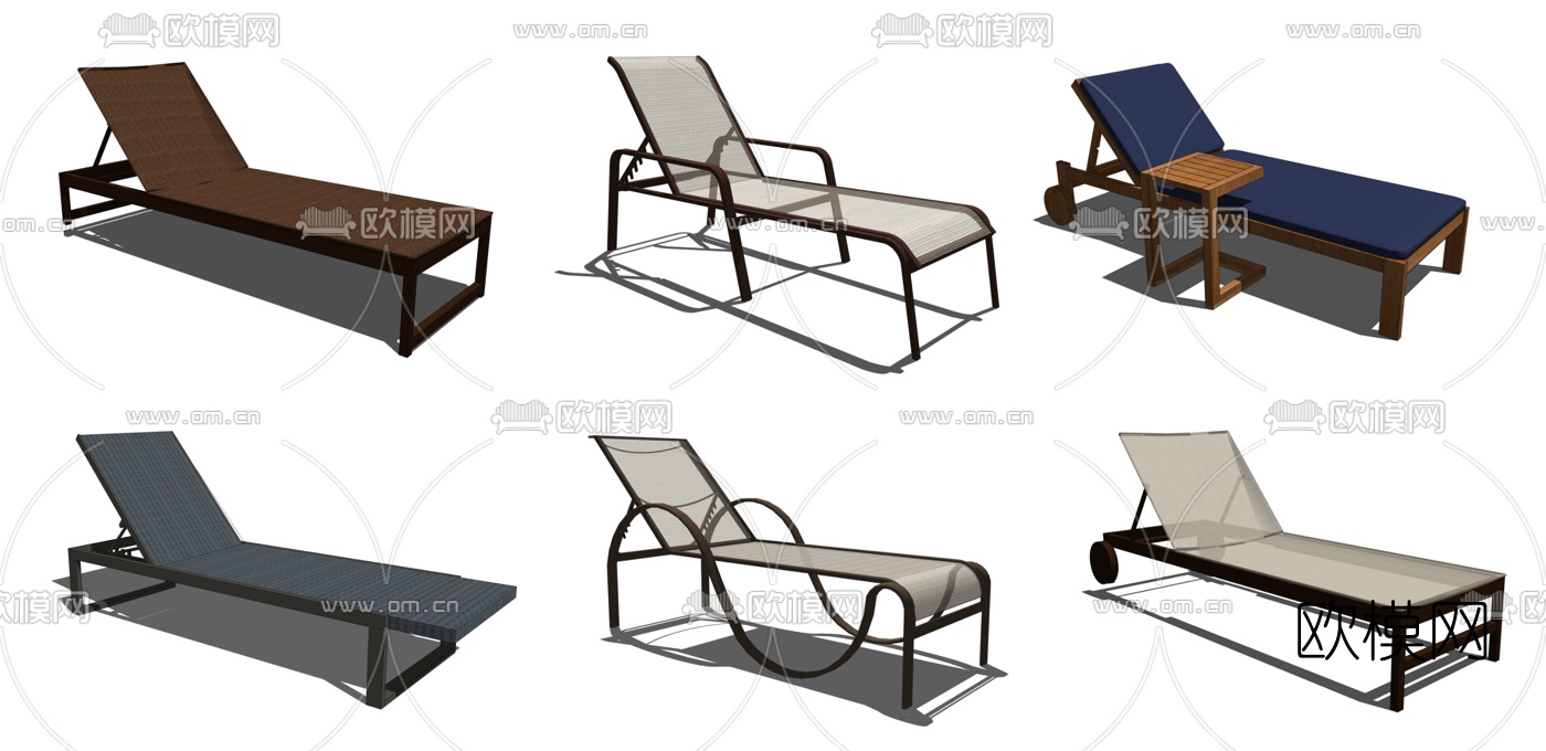 现代户外躺椅su模型下载