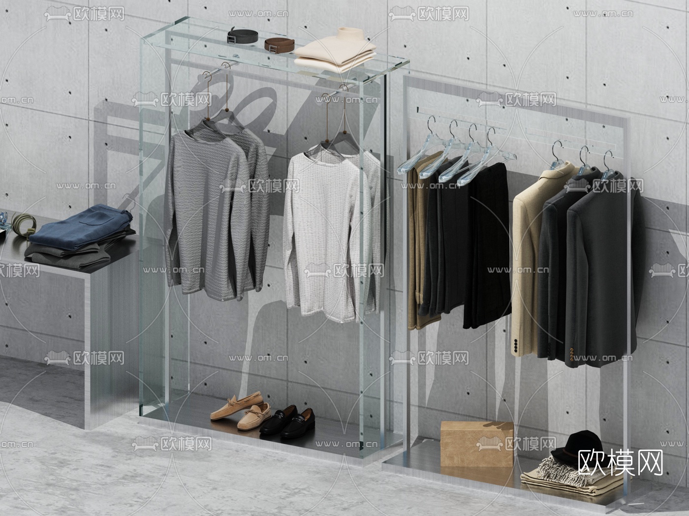 现代男装鞋包服饰3d模型