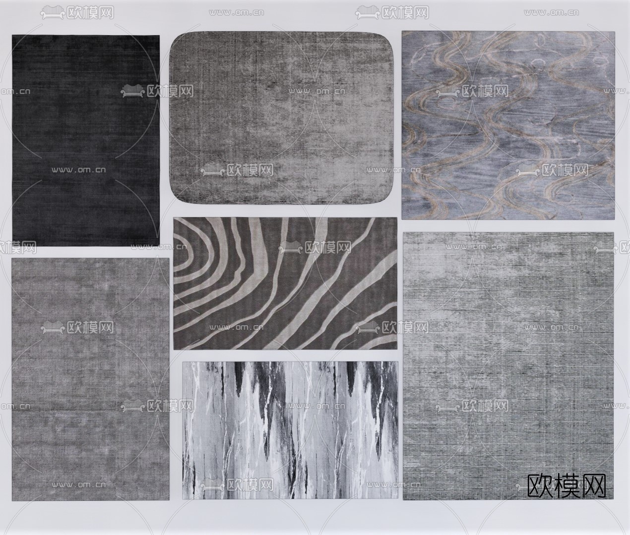 现代布艺地毯su模型下载（渲染图1）