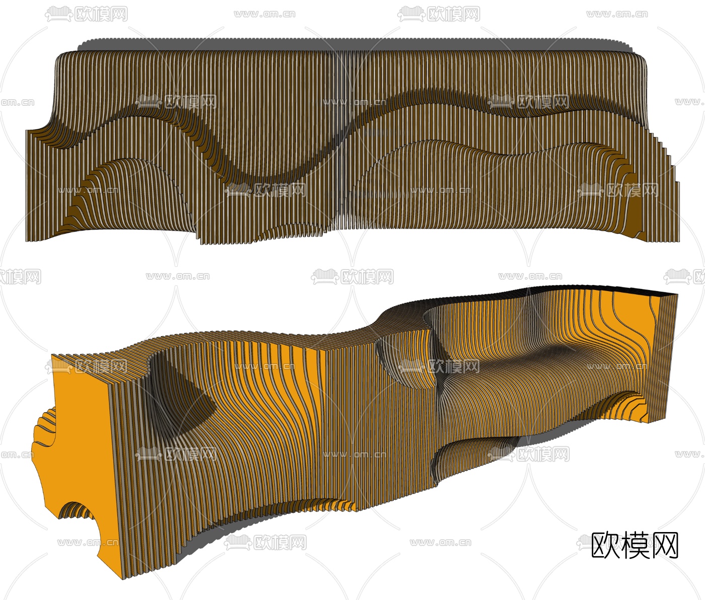现代创意公用椅su模型下载