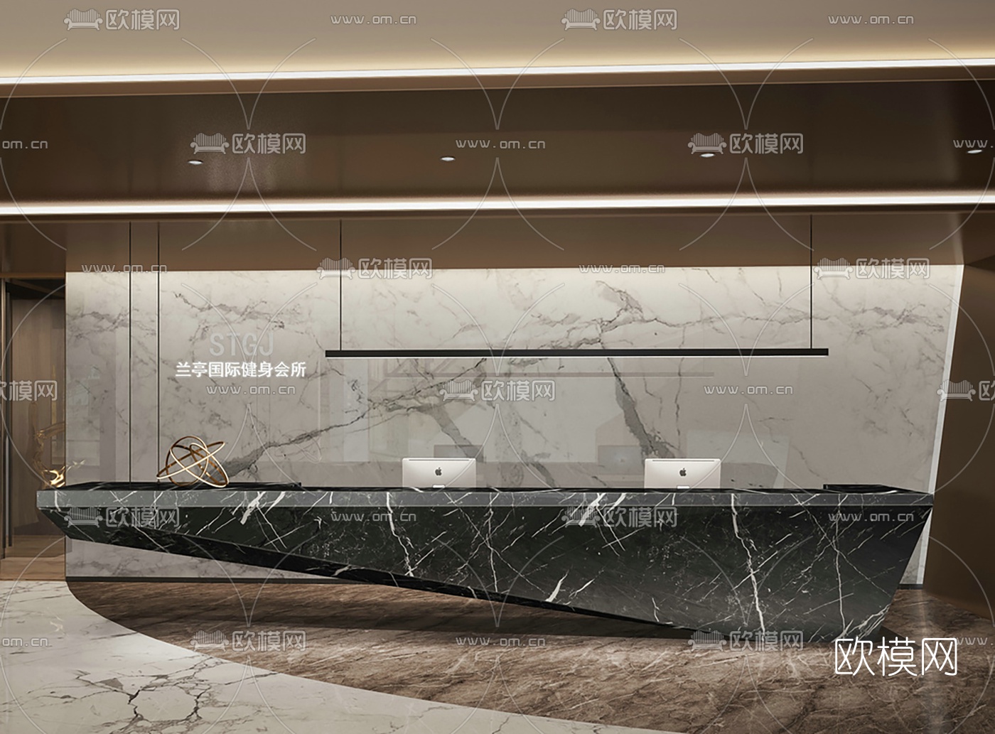 现代大理石前台接待台3d模型下载