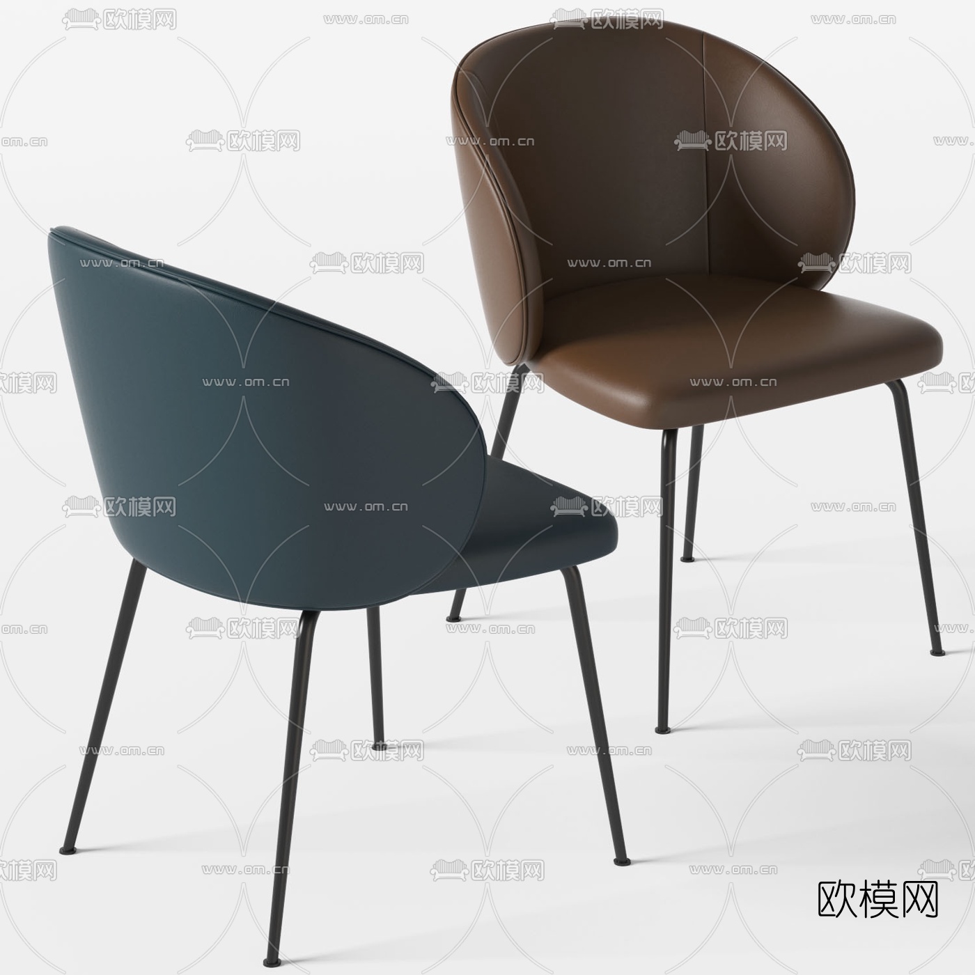 现代布艺单椅餐椅3d模型