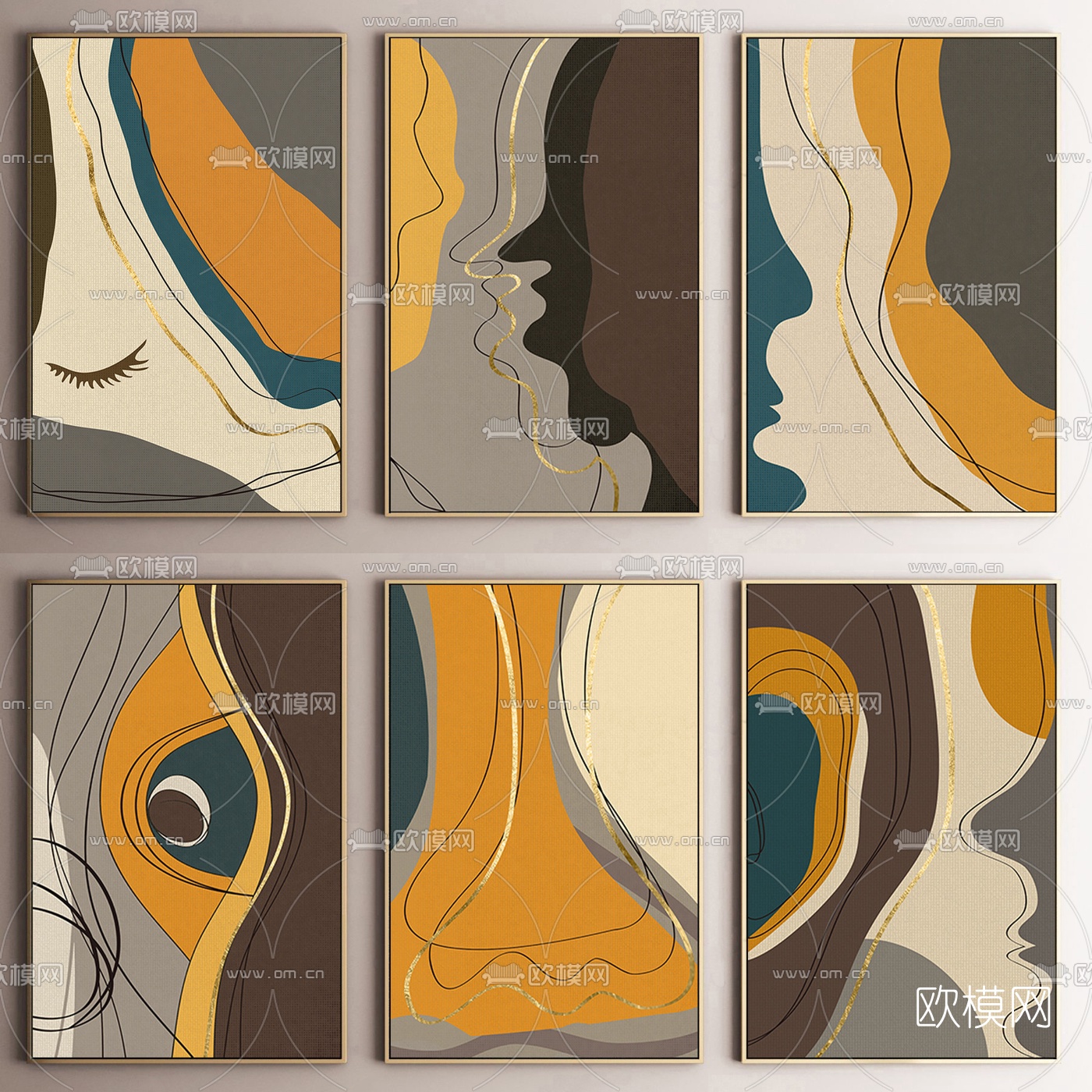 六款抽象女性人脸矢量插画素材 Six Faces / Six Characters vector illustration – 设计小咖