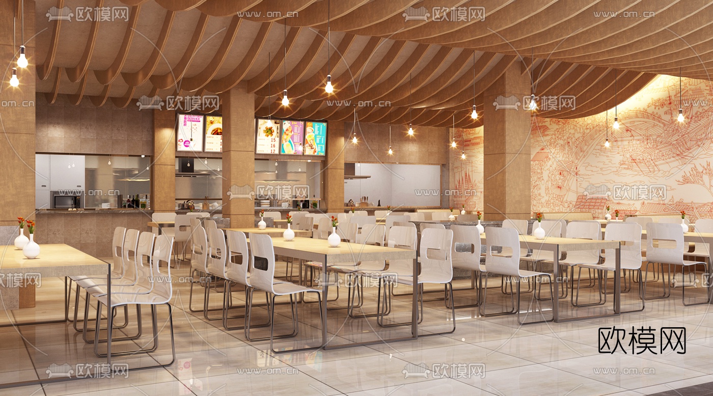 现代快餐店3d模型下载（渲染图1）