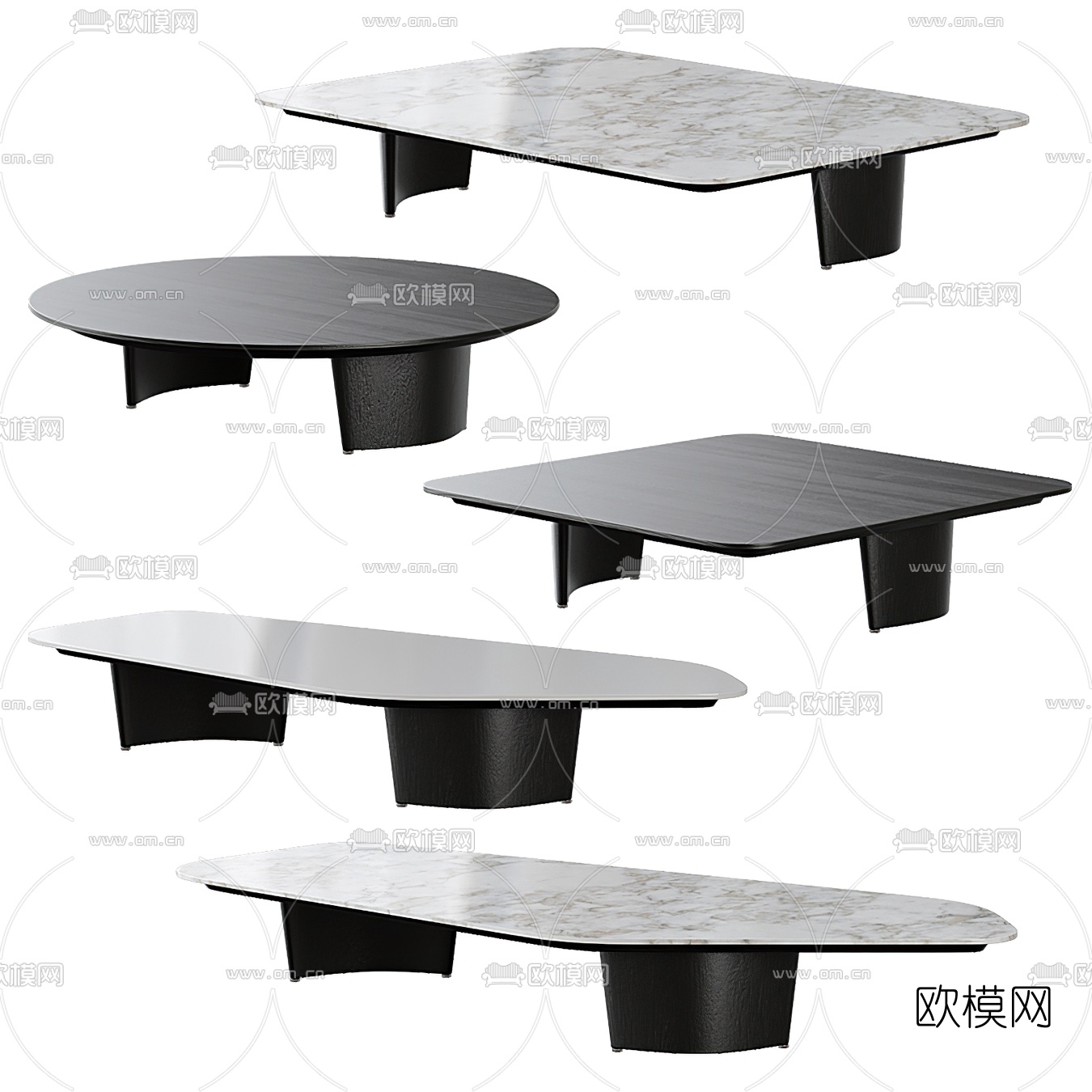 现代大理石茶几3d模型