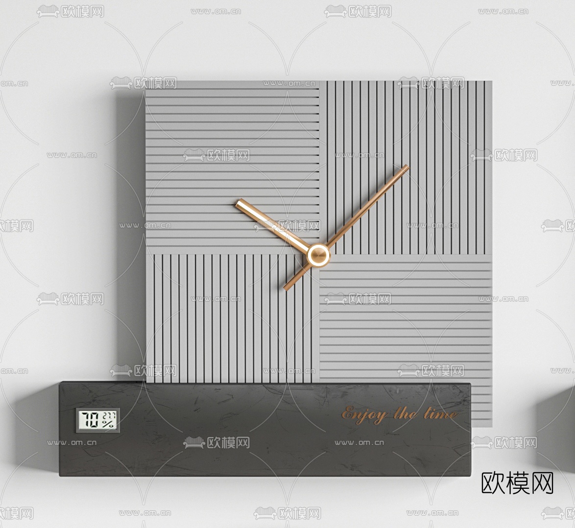现代墙壁挂钟3d模型下载（渲染图2）